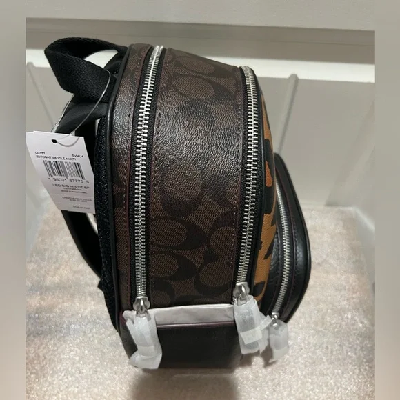 NWT Coach Mini Court Backpack In Signature Canvas With Leopard Print - Picture 5 of 14